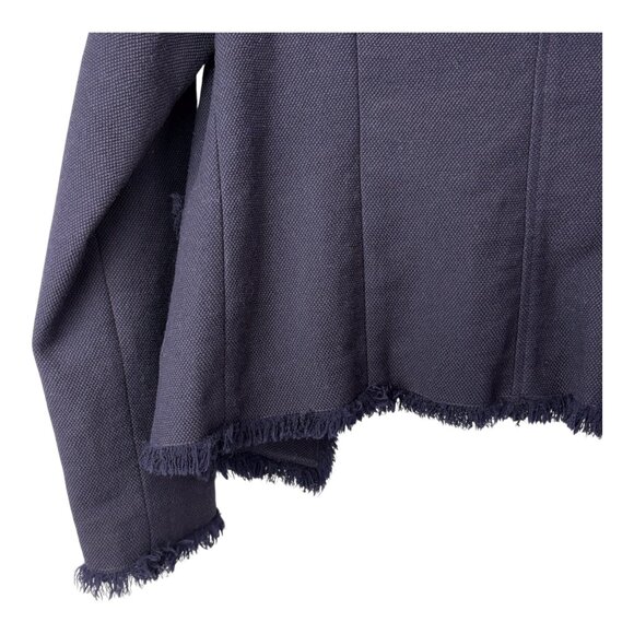 Ann Mashburn Wool Blazer Jacket Womens Medium Navy Blue Fringe - Picture 13 of 13